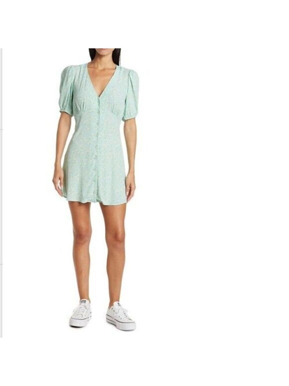 ELODIE Women floral button up mini Dress green BNWOT sz XLarge NEW